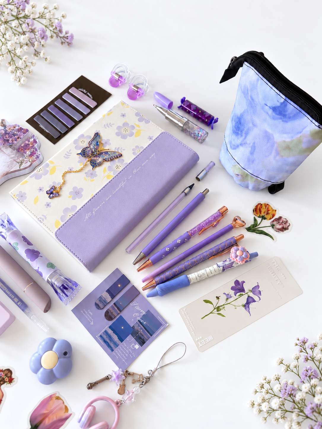 Floral Melody Stationery Set – Lavender / Turquoise