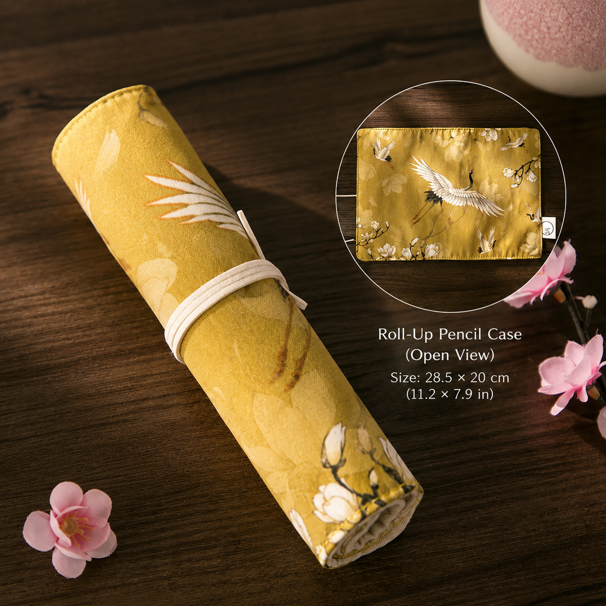 Vintage Floral Roll-Up Pencil Case