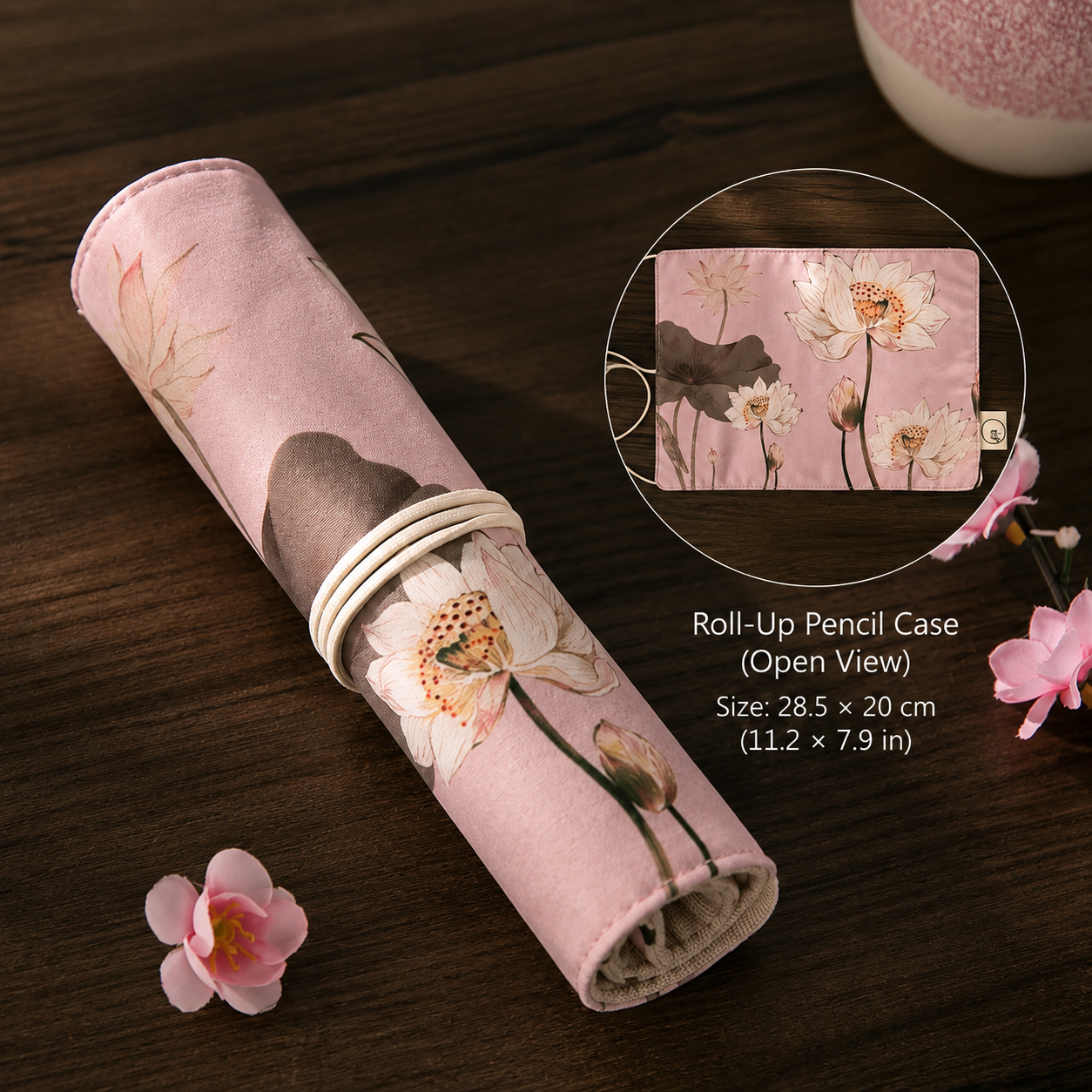 Vintage Floral Roll-Up Pencil Case