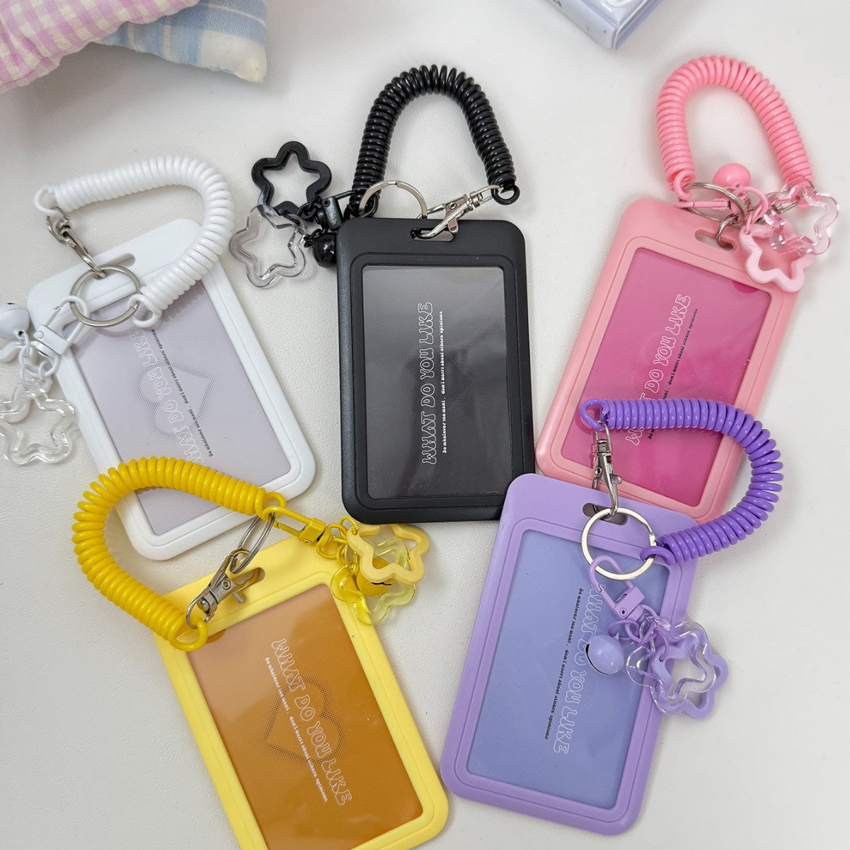 Plastic Card Holder with Spiral Strap and Star Charm