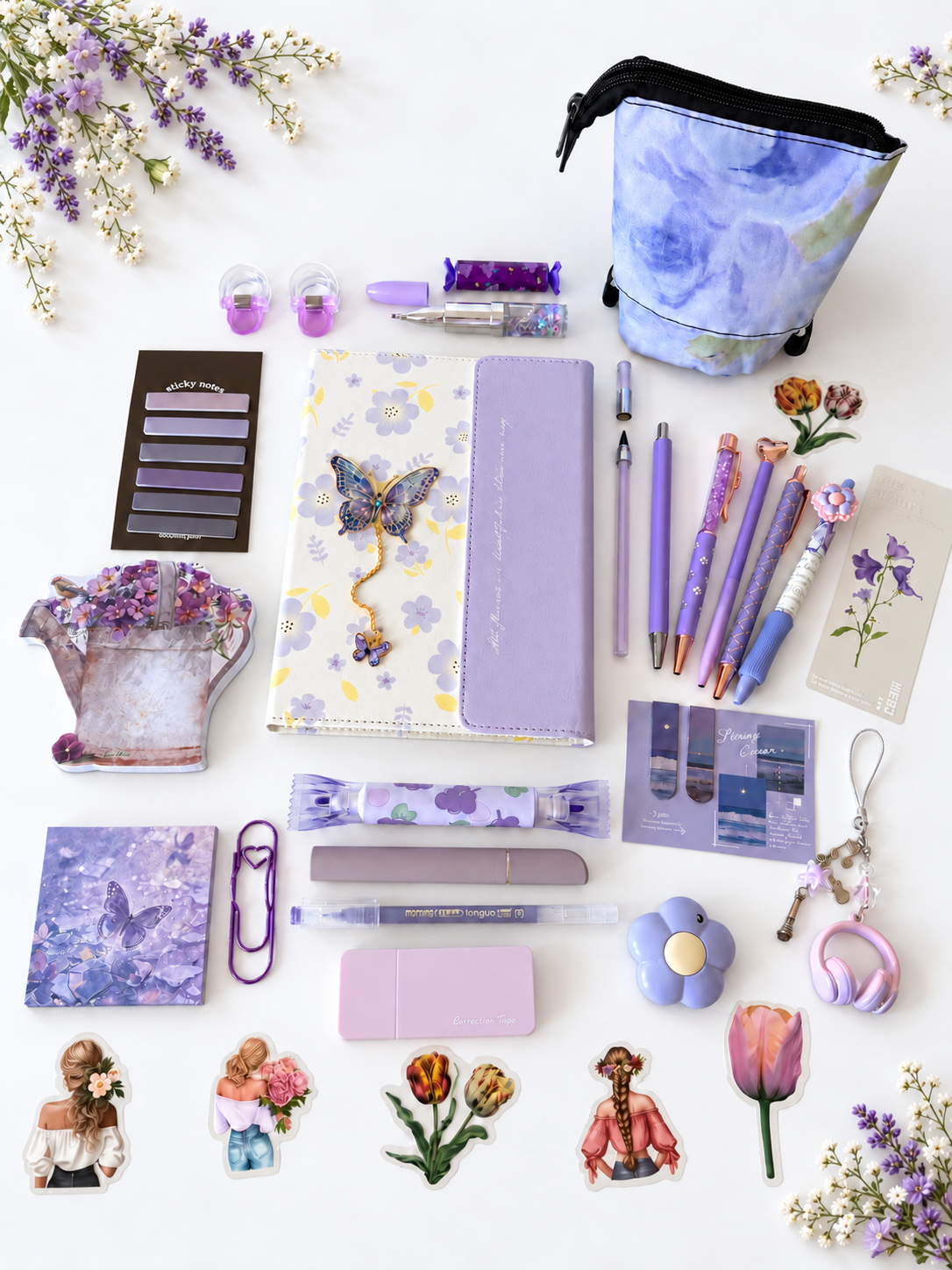Floral Melody Stationery Set – Lavender / Turquoise