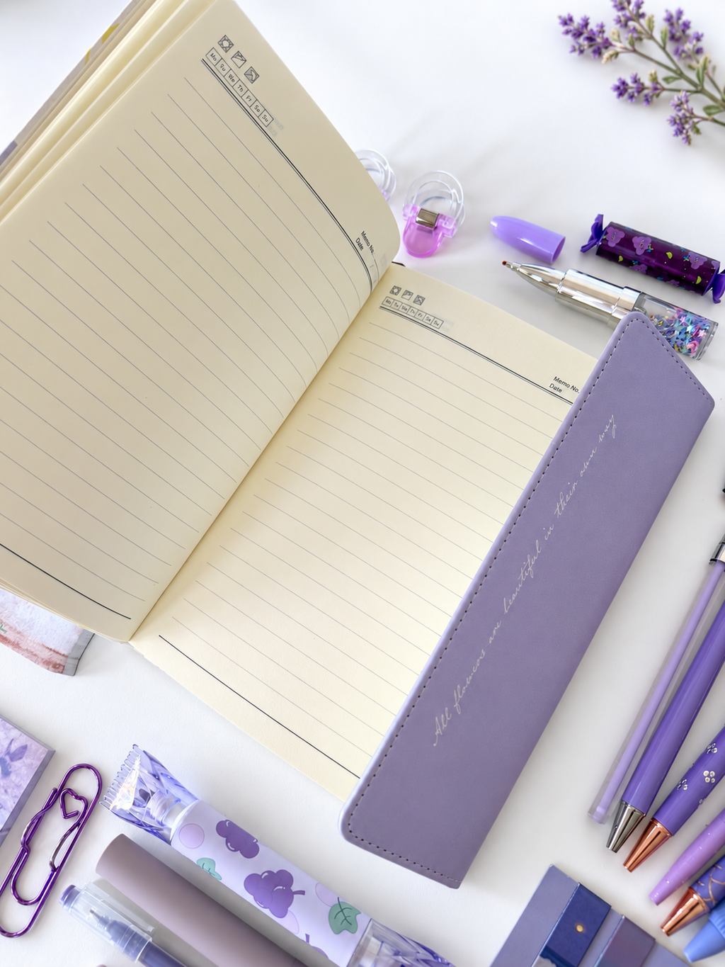 Floral Melody Stationery Set – Lavender / Turquoise