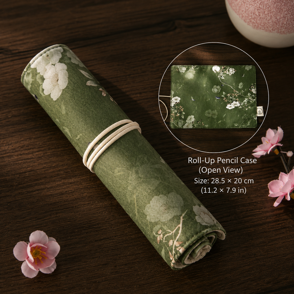 Vintage Floral Roll-Up Pencil Case