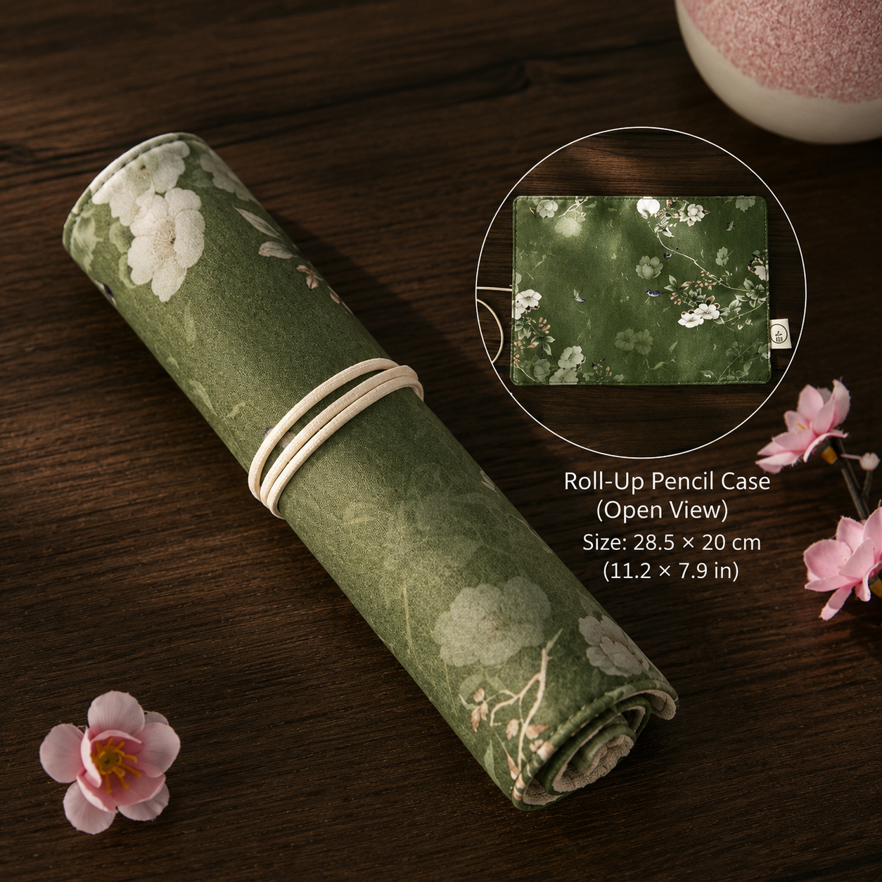 Vintage Floral Roll-Up Pencil Case