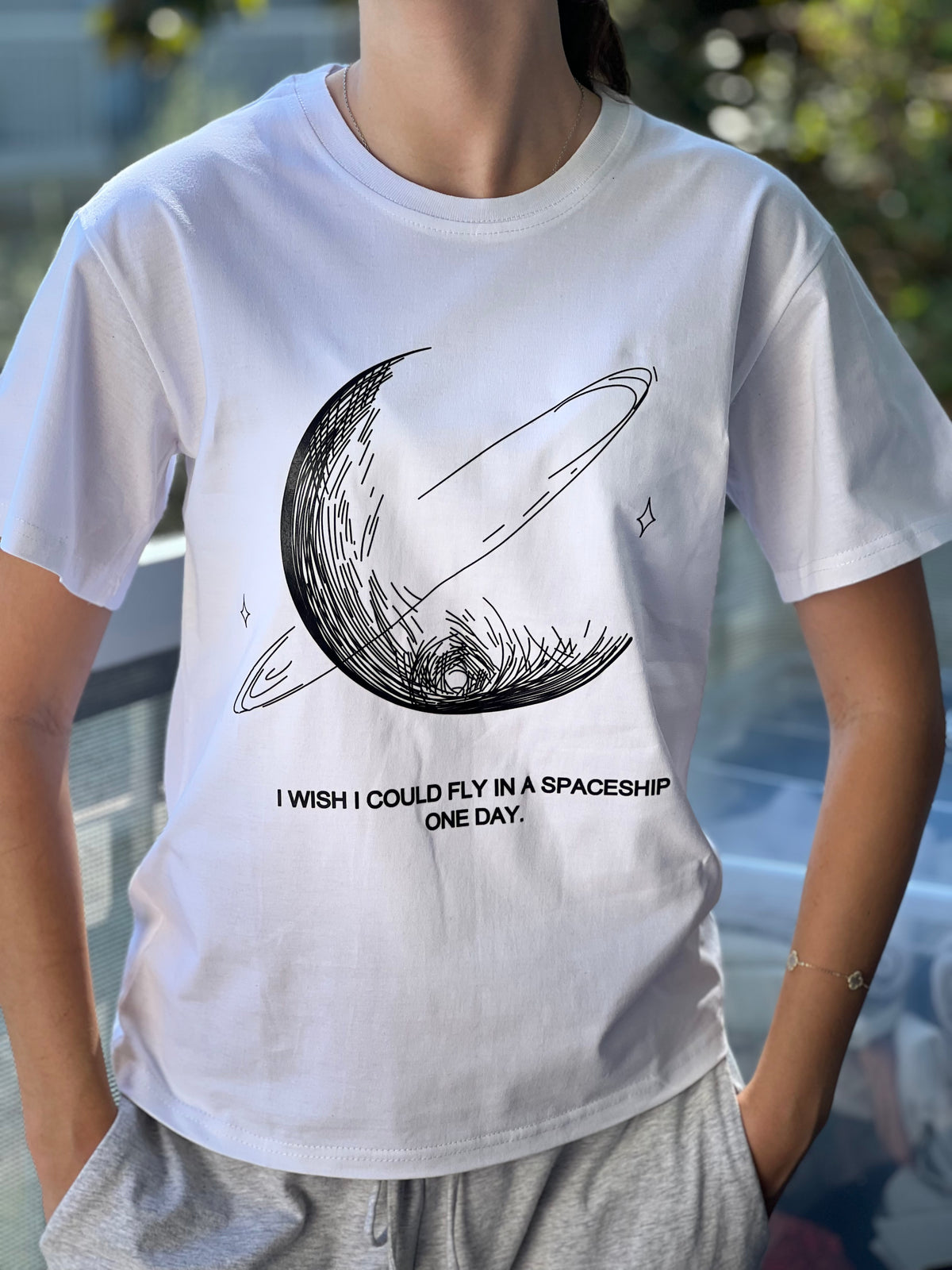 100% Cotton T-Shirt  - Moon & Stars Design