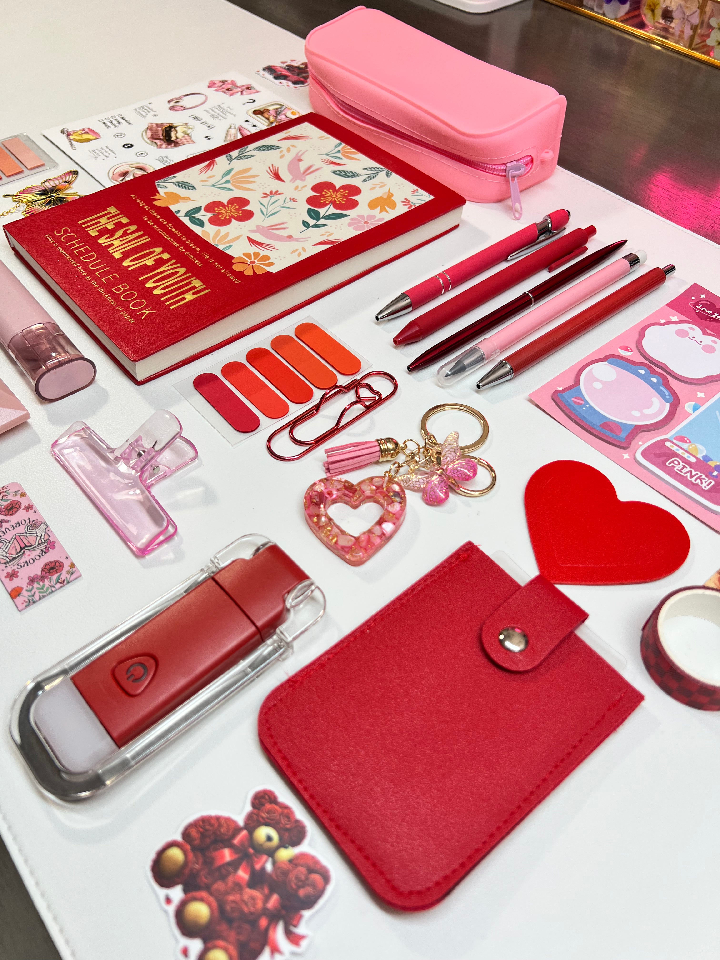 Floral Leather Notebook -Red